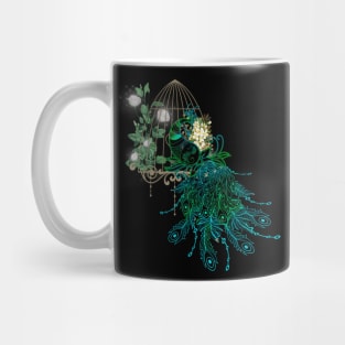 Elegant peacock with cage and flowers Mug